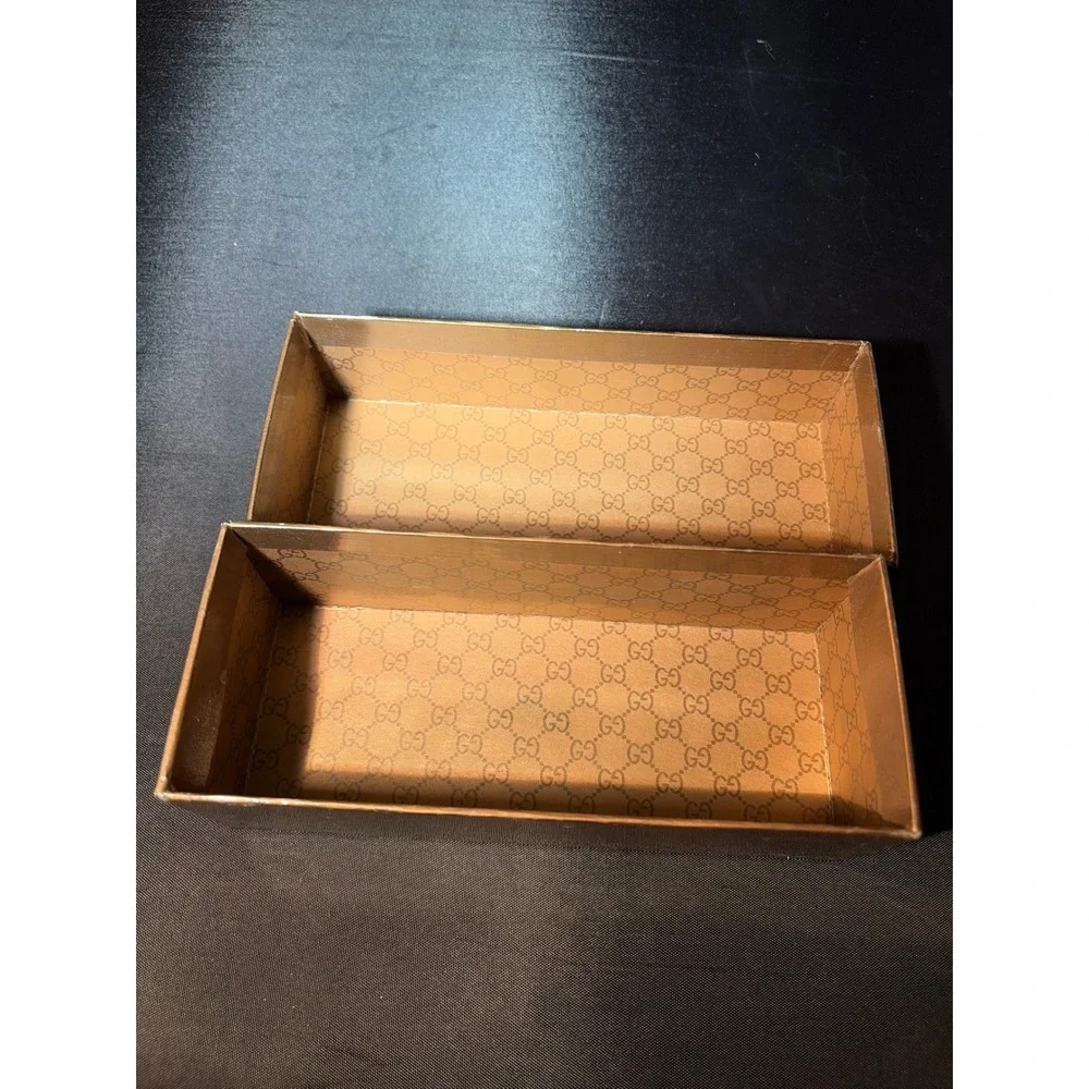 Gucci Bronze Metallic Storage Box‎ GG Monogram Interior Logo Embossed Small Case